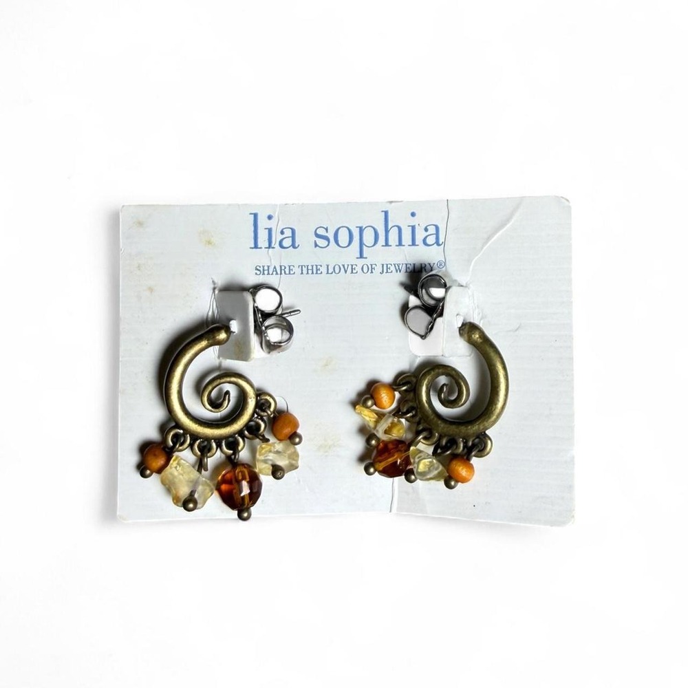 Lia Sophia bronze-tone swirl earrings